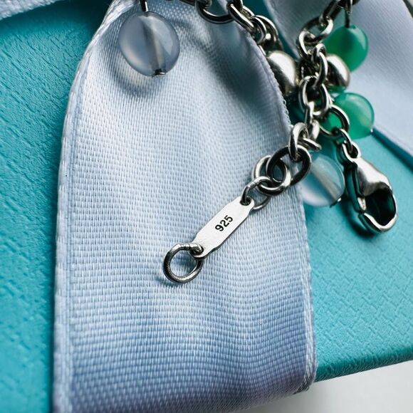 RARE Tiffany & Co Chrysoprase, Moonstone, Bead Bracelet, 6.9" - Picture 9 of 12